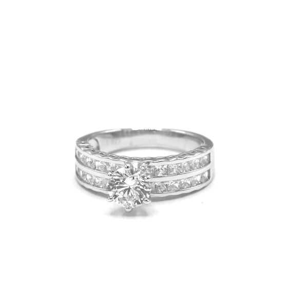 STRW-238, Women 925 Sterling Silver Engagement Ring-1 piece together