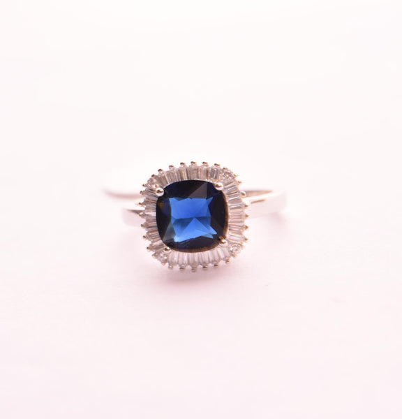 STRW-243, Women S925 Sterling Silver Cuban zirconium Navy ring