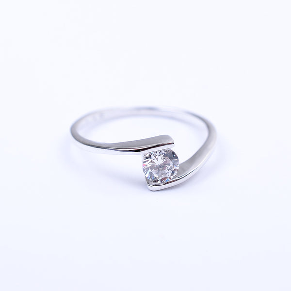 STRW-38, Women S925 Sterling Silver 4mm Cuban Zirconium Engagement ring