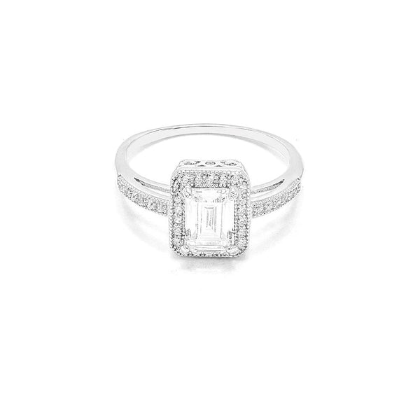 STRW-548, Women 925 Sterling Silver Emerald cut Engagement ring Rectangle shape