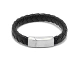 LBM-473, Stainless Steel Leather Bracelet- gold, silver or black color.Width-11mm, Length-8''