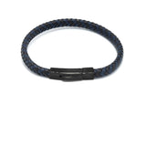 LBM-474,Stainless Steel Clasp Leather Bracelet-Gold Blue, Silve Blue or Gold Black color, Width-6mm,Length-8''
