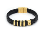 LBM-478,Stainless Steel Leather Bracelet-silver color, Width-10mm,Length-8.25''