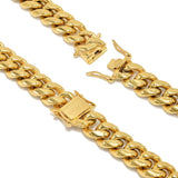 Stainless Steel 10mm Width Miami Cuban Chain Lion Head Double Lock-SPMC