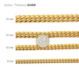 Stainless Steel 14mm Width Miami Cuban Chain CZ Stone Head Lock-gold or silver color-SPSMC