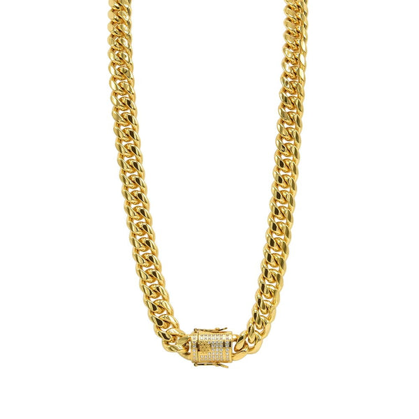 Miami Cuban Chain Stone Head Locked-SPSMC-Width14mm