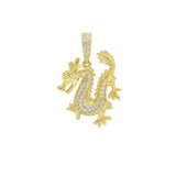 STPM-435, Men S925 Sterling Silver Icy Bling Bling Dragon Shape Pendant-Gold or Silver color