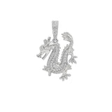 STPM-435, Men S925 Sterling Silver Icy Bling Bling Dragon Shape Pendant-Gold or Silver color