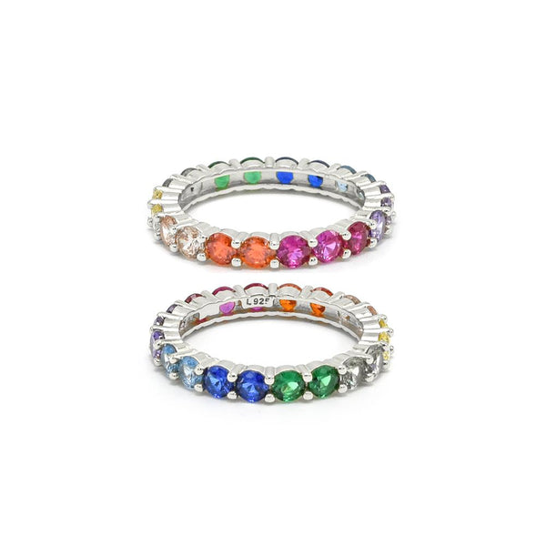 STRW-468, Women S925 Sterling Silver Rainbow or Mix color fashion ring