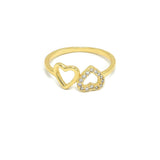 STRW-471, Women S925 Sterling Silver 2 Hearts Shape Ring