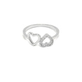 STRW-471, Women S925 Sterling Silver 2 Hearts Shape Ring